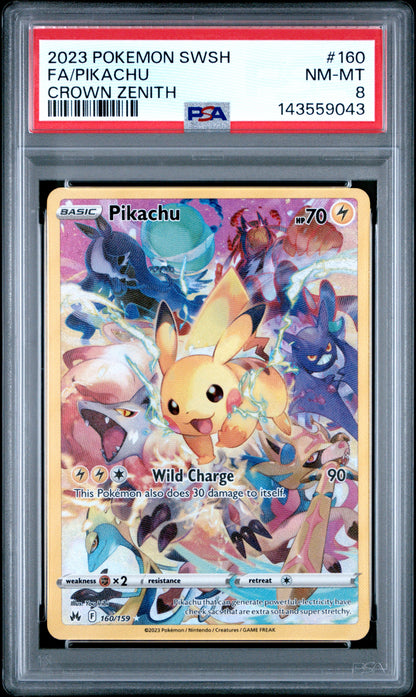2023 POKEMON SWORD AND SHIELD CROWN ZENITH FA/PIKACHU CROWN ZENITH #160 PSA 8 - Front