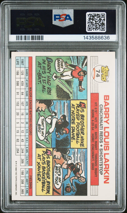 1988 TOPPS BIG BASEBALL BARRY LARKIN BIG BASEBALL #74 PSA 5/AUTH - Back