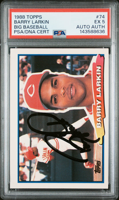 1988 TOPPS BIG BASEBALL BARRY LARKIN BIG BASEBALL #74 PSA 5/AUTH - Front