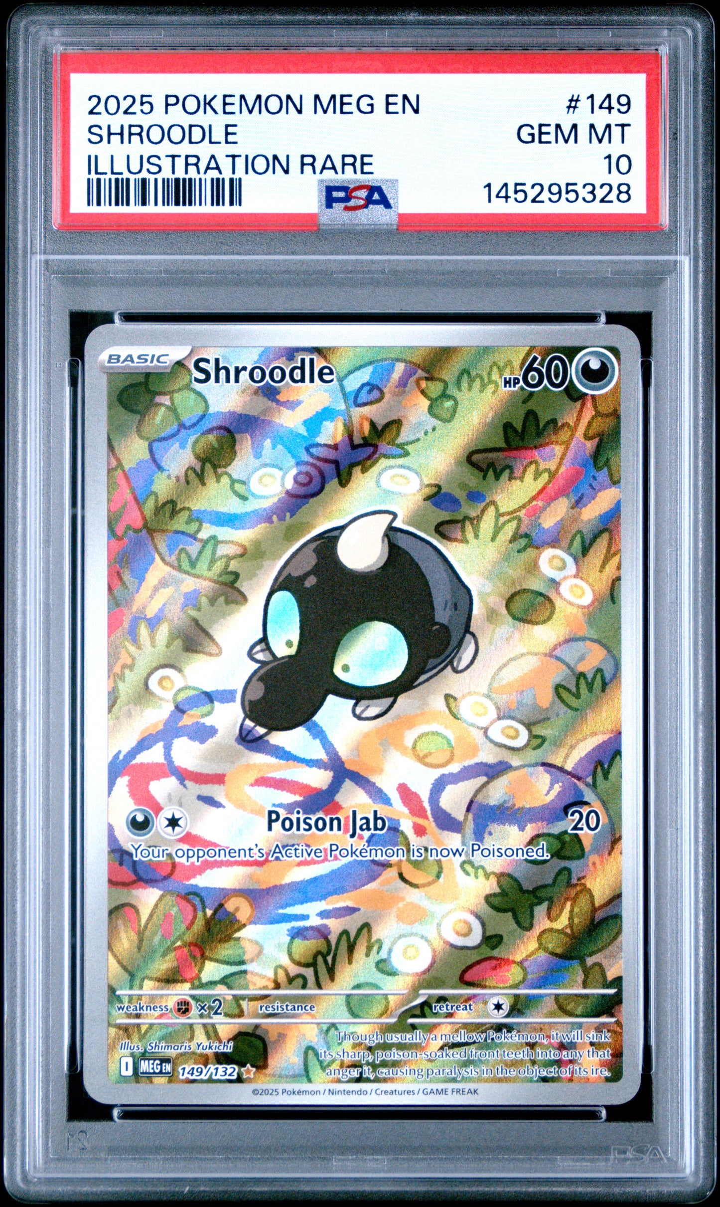 2025 POKEMON MEG EN-MEGA EVOLUTION SHROODLE ILLUSTRATION RARE #149 PSA 10 - Front