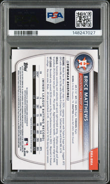 2025 BOWMAN MEGA BOX BOWMAN PROSPECT MEGA AUTOGRAPHS BRICE MATTHEWS BWM PRS MGA AU-BLK REF #BMA PSA 10/GEM MT 10 - Back