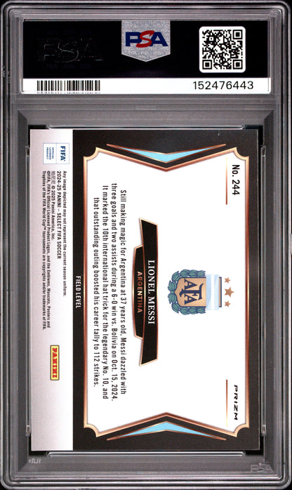 2024-25 PANINI SELECT FIFA LIONEL MESSI ICE #244 PSA 10 - Back