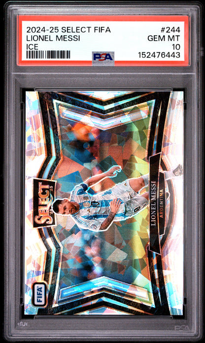 2024-25 PANINI SELECT FIFA LIONEL MESSI ICE #244 PSA 10 - Front