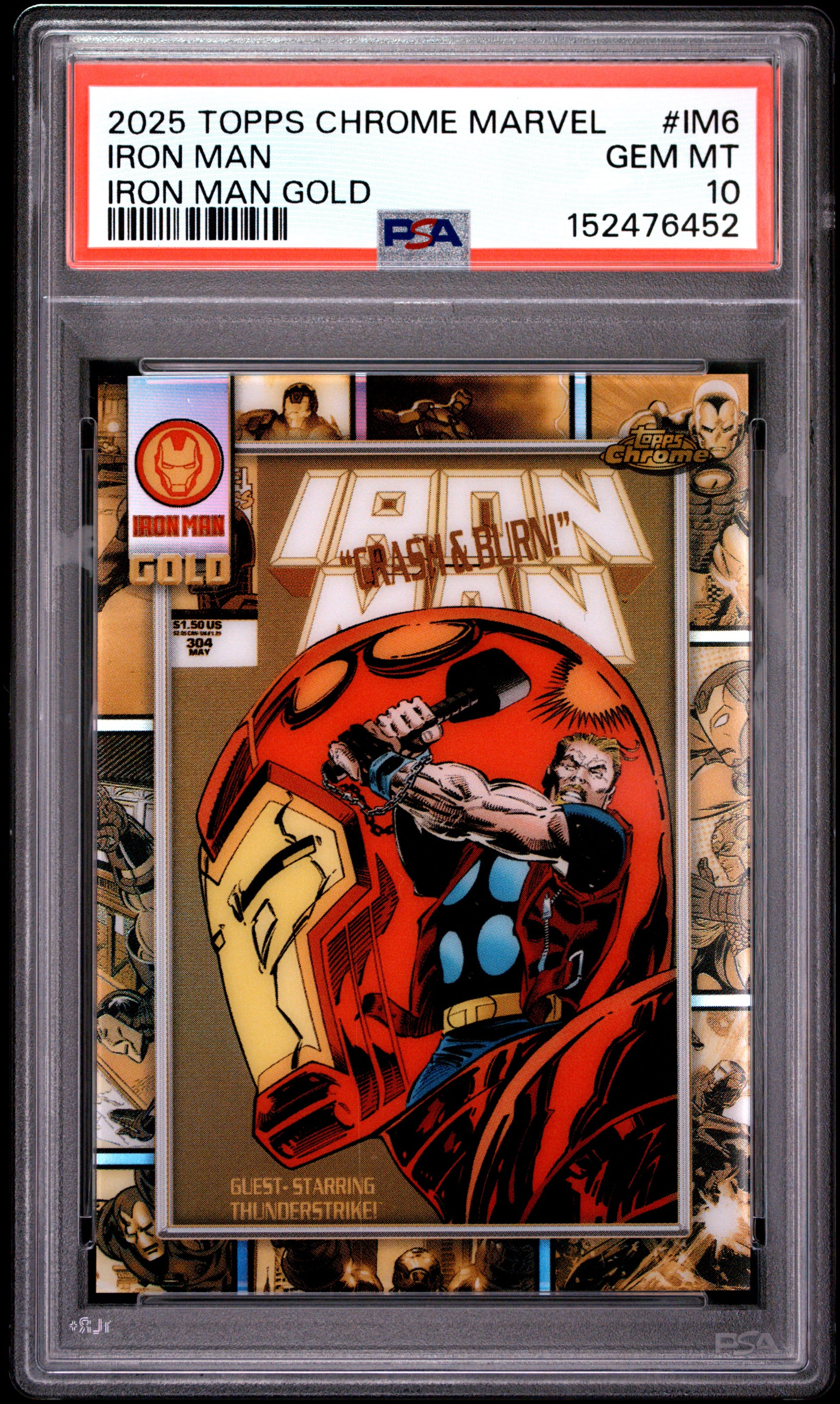 2025 TOPPS CHROME MARVEL IRON MAN GOLD IRON MAN #IM6 PSA 10 - Front