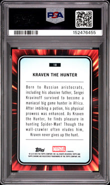 2025 TOPPS CHROME MARVEL KRAVEN THE HUNTER YELLOW LAVA #18 PSA 9 - Back