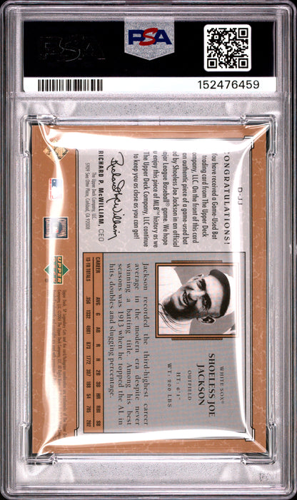 2001 SP LEGENDARY CUTS DEBUT BAT CARDS JOE JACKSON DEBUT BAT CARDS #D-JJ PSA 9 - Back