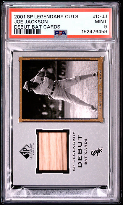 2001 SP LEGENDARY CUTS DEBUT BAT CARDS JOE JACKSON DEBUT BAT CARDS #D-JJ PSA 9 - Front