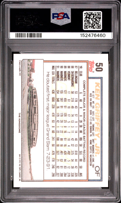 1992 TOPPS GOLD KEN GRIFFEY JR. #50 PSA 9 - Back