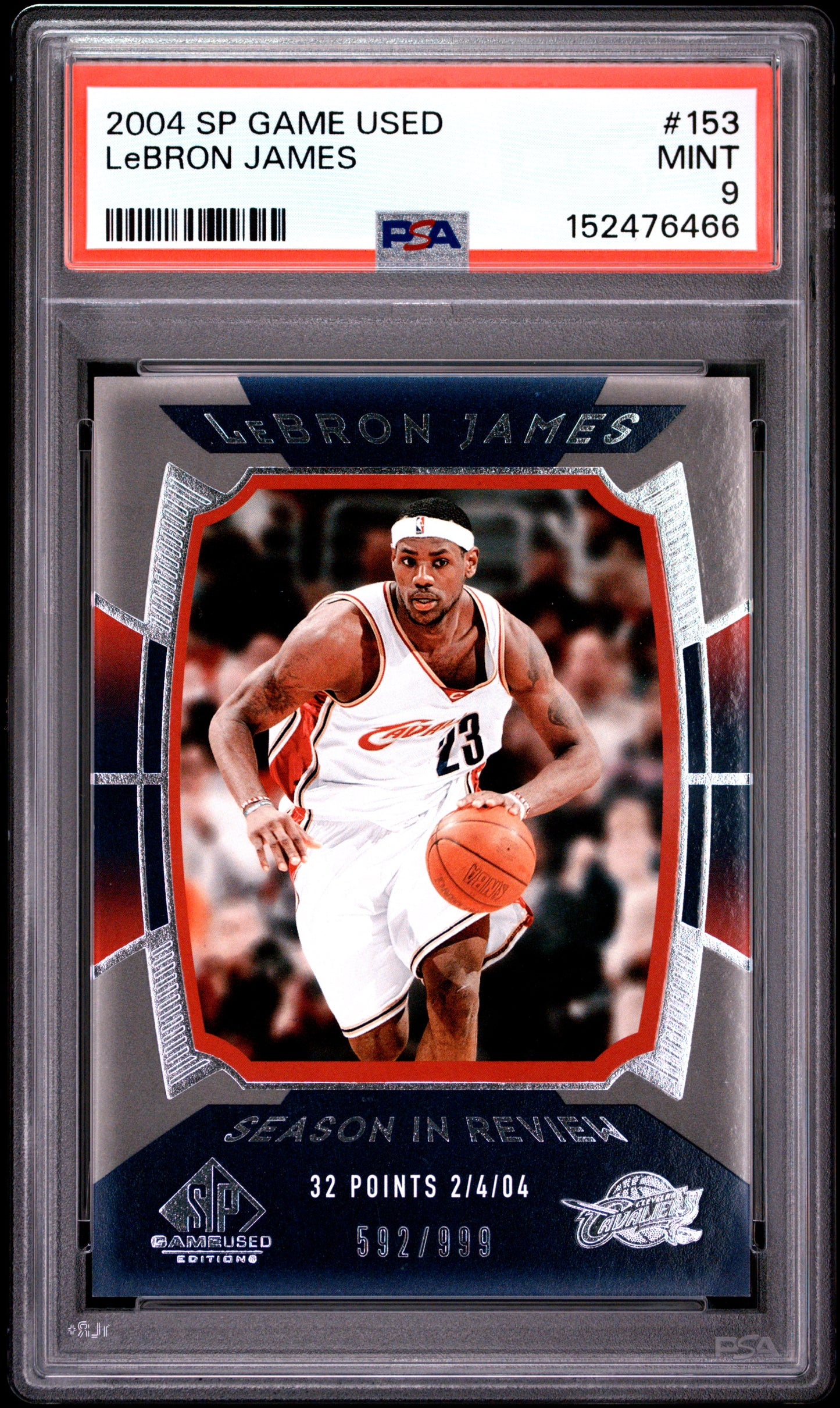 2004 SP GAME USED LeBRON JAMES #153 PSA 9 - Front