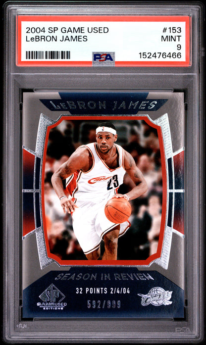 2004 SP GAME USED LeBRON JAMES #153 PSA 9 - Front