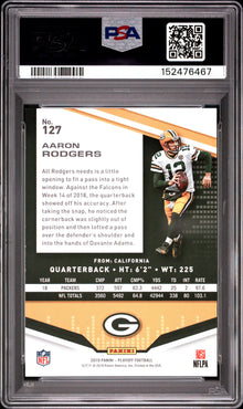 2019 PANINI PLAYOFF AARON RODGERS 4TH DOWN #127 PSA 8 - Back