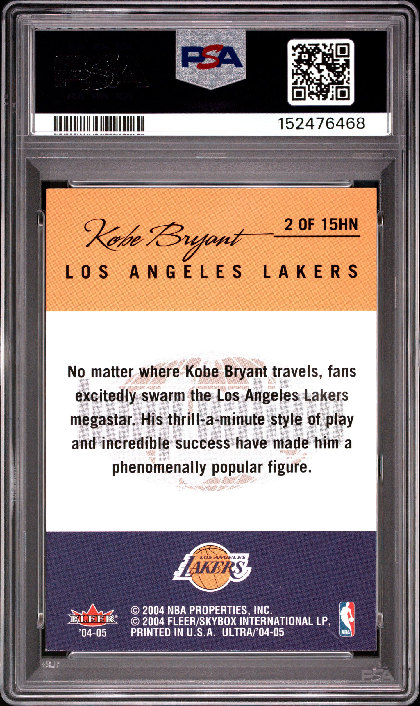 2004 ULTRA HOOP NATION KOBE BRYANT HOOP NATION #2 PSA 8 - Back