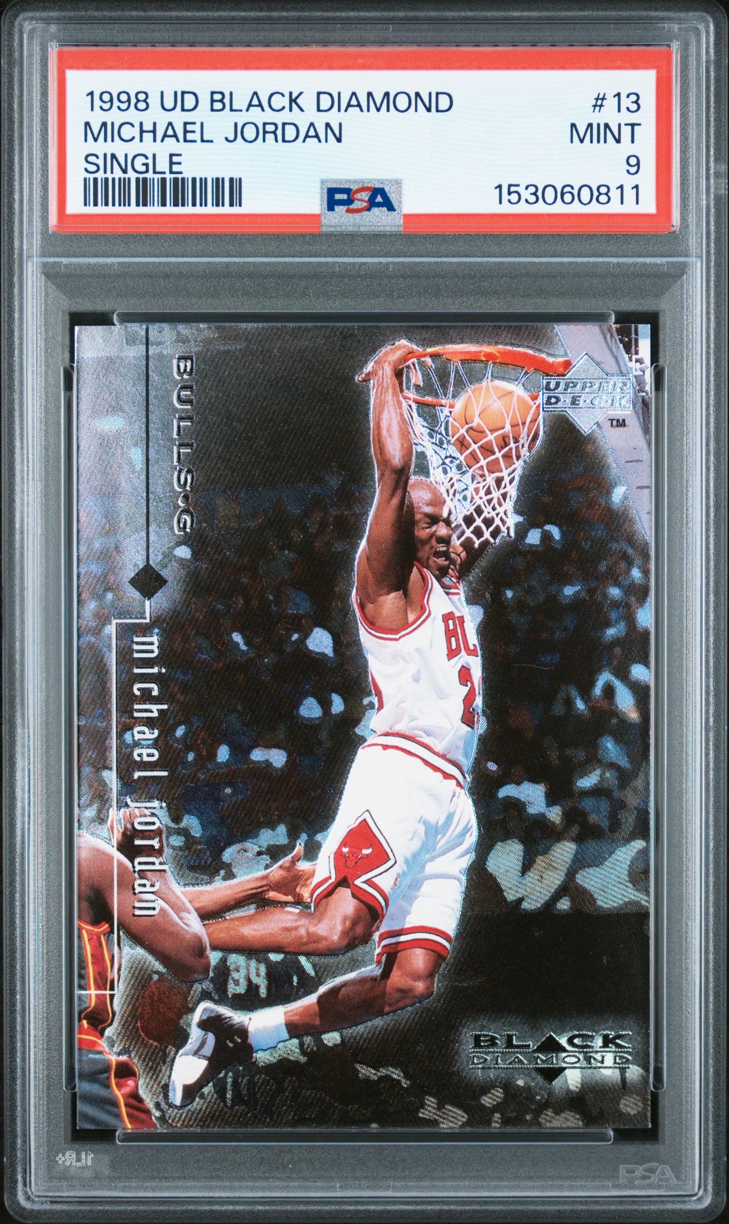 1998 UPPER DECK BLACK DIAMOND MICHAEL JORDAN SINGLE #13 PSA 9 - Front