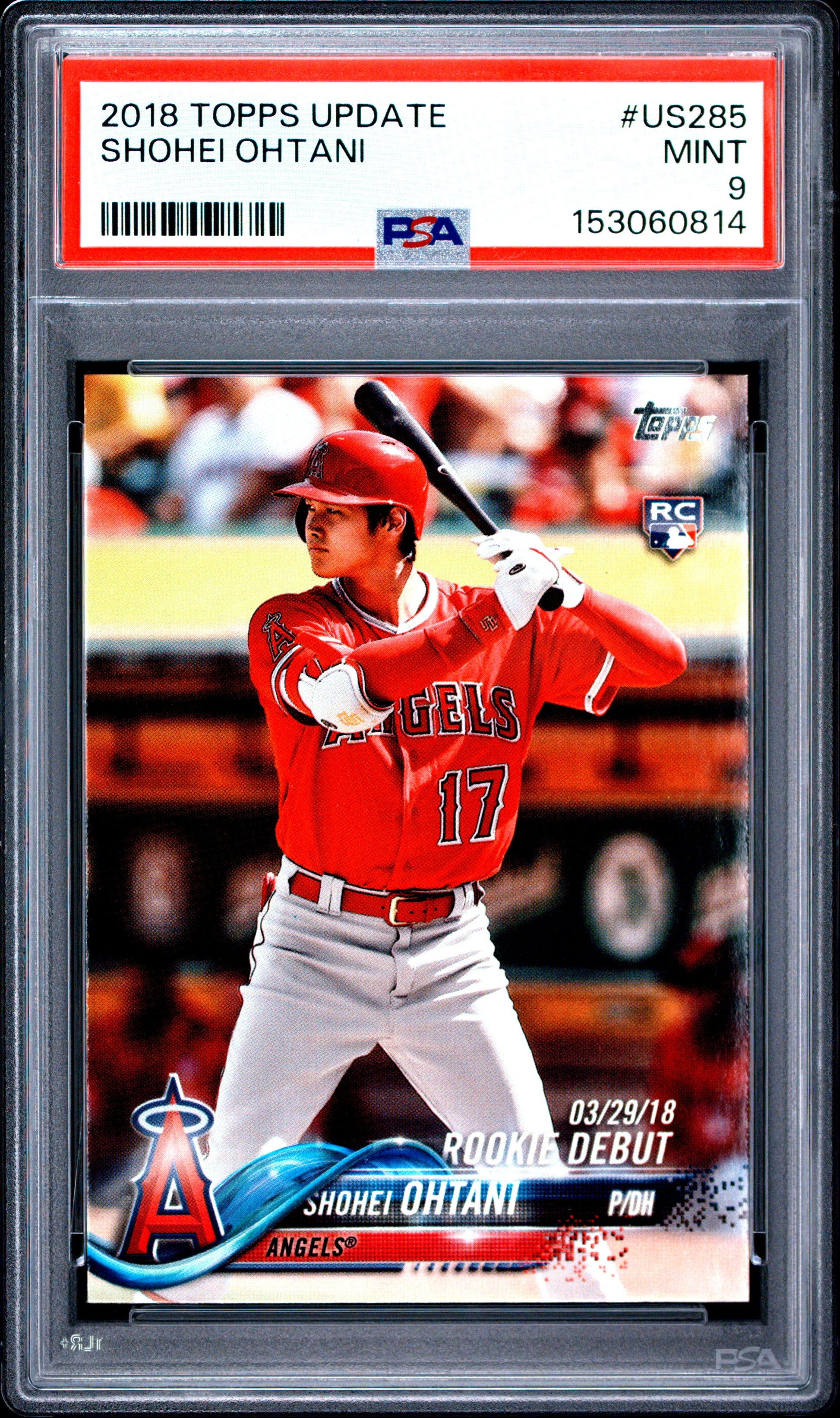 2018 TOPPS UPDATE SHOHEI OHTANI #US285 PSA 9 - Front
