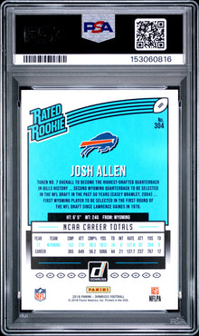 2018 PANINI DONRUSS JOSH ALLEN #304 PSA 9 - Back
