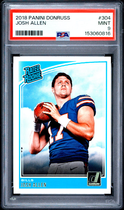 2018 PANINI DONRUSS JOSH ALLEN #304 PSA 9 - Front