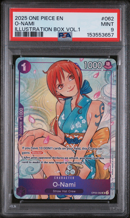 2025 ONE PIECE PROMOS O-NAMI ILLUSTRATION BOX VOL.1 #062 PSA 9 - Front