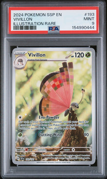 2024 POKEMON SSP EN-SURGING SPARKS VIVILLON ILLUSTRATION RARE #193 PSA 9 - Front