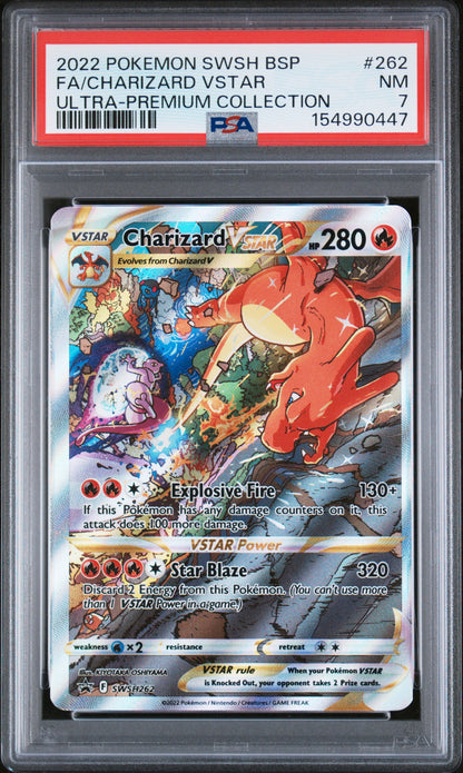 2022 POKEMON SWSH BLACK STAR PROMO FA/CHARIZARD VSTAR ULTRA-PREMIUM COLLECTION #262 PSA 7 - Front