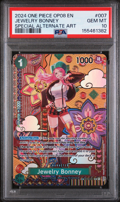 2024 ONE PIECE OP08-TWO LEGENDS JEWELRY BONNEY SPECIAL ALTERNATE ART #007 PSA 10 - Front