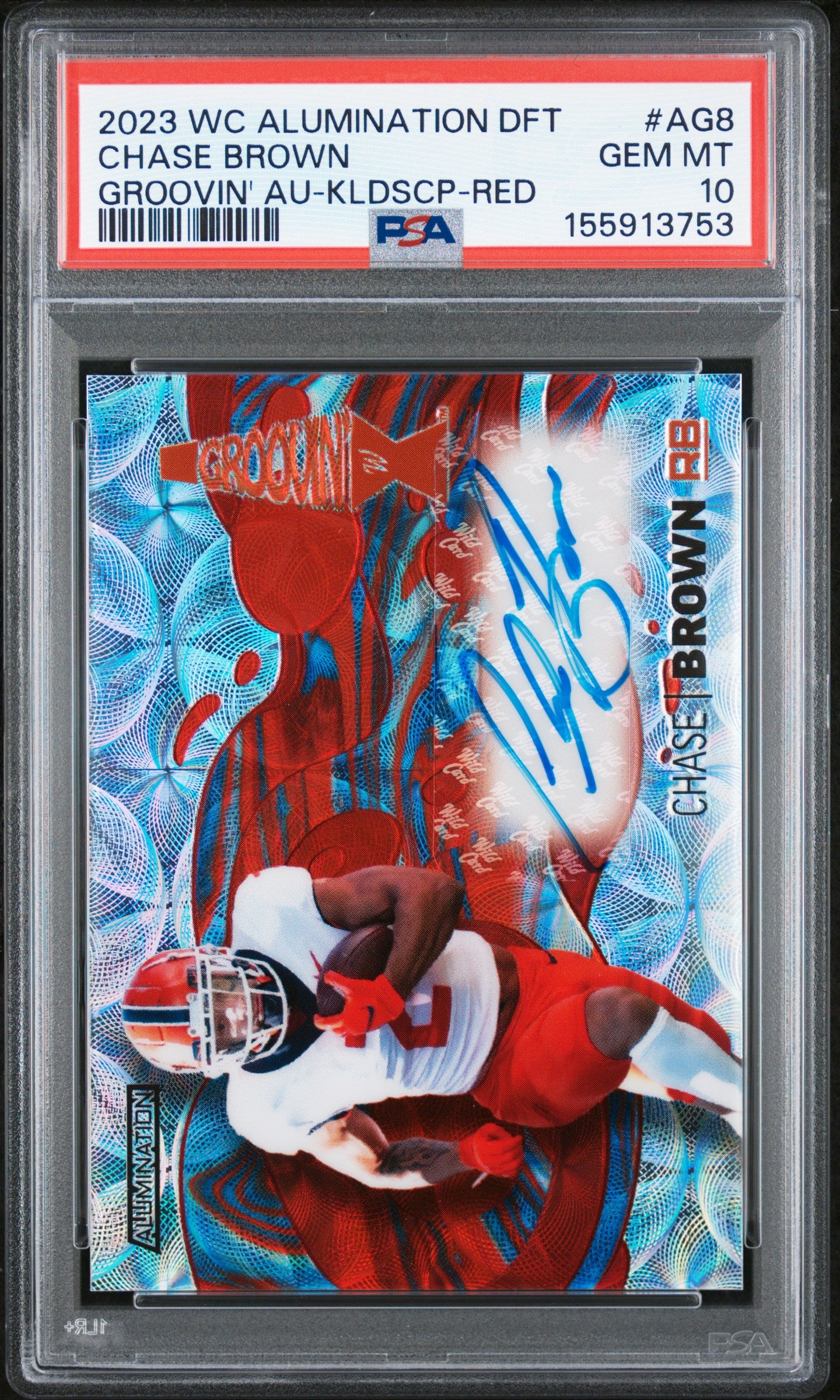 2023 WILD CARD ALUMINATION DRAFT GROOVIN' AUTOGRAPHS CHASE BROWN GROOVIN' AU-KLDSCP-RED #AG8 PSA 10 - Front