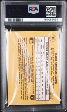 1987 DONRUSS MARK McGWIRE #46 PSA AUTHENTIC/AUTH - Back