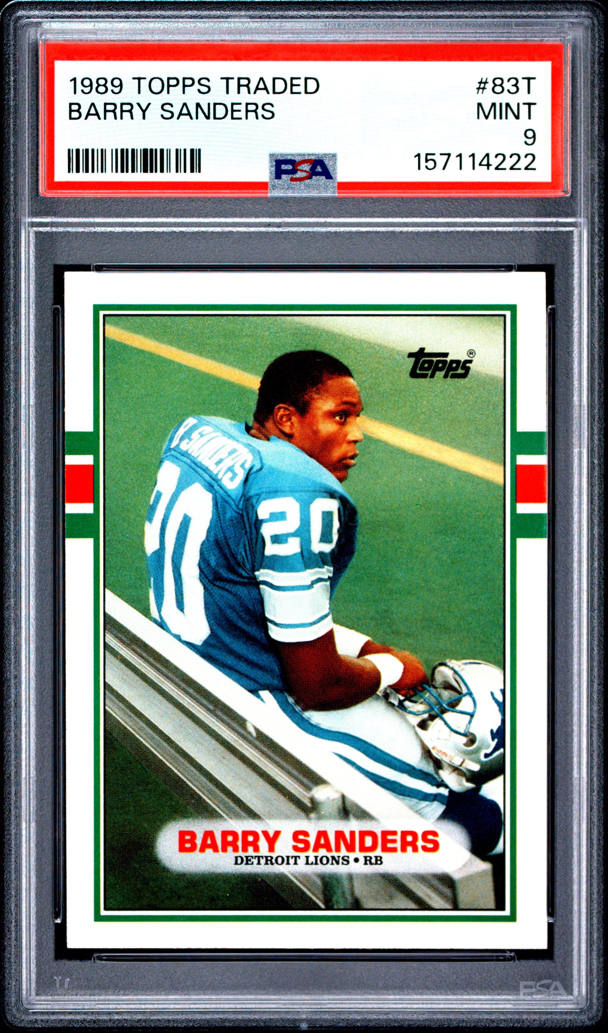 1989 TOPPS TRADED BARRY SANDERS #83T PSA 9 - Front
