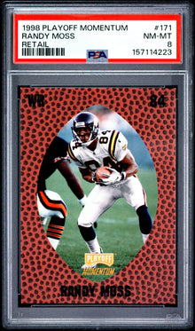 1998 PLAYOFF MOMENTUM RETAIL RANDY MOSS RETAIL #171 PSA 8 - Front