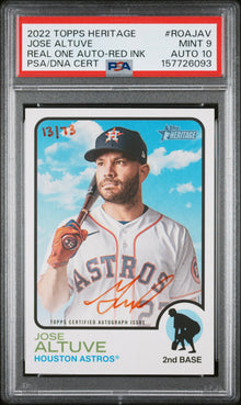 2022 TOPPS HERITAGE REAL ONE AUTOGRAPHS JOSE ALTUVE REAL ONE AUTO-RED INK #ROAJAV PSA 9/GEM MT 10 - Front