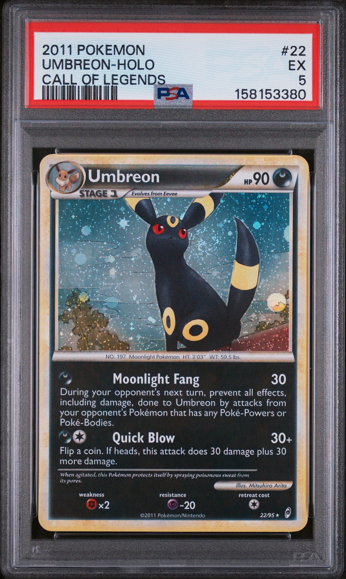 2011 POKEMON CALL OF LEGENDS UMBREON-HOLO CALL OF LEGENDS #22 PSA 5 - Front