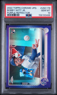 2022 TOPPS CHROME UPDATE BOBBY WITT JR. PURPLE REFRACTOR #USC176 PSA 10 - Front