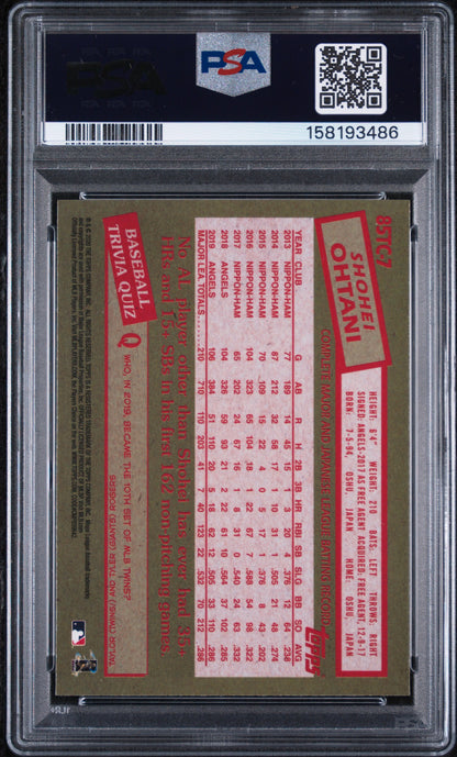 2020 TOPPS CHROME 1985 TOPPS SHOHEI OHTANI 1985 TOPPS #85TC7 PSA 10 - Back