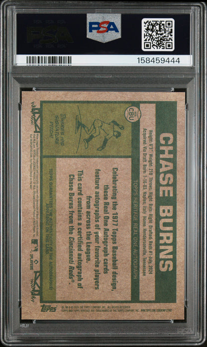 2026 TOPPS HERITAGE REAL ONE AUTOGRAPHS CHASE BURNS #CBU PSA 9 - Back