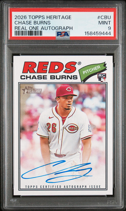 2026 TOPPS HERITAGE REAL ONE AUTOGRAPHS CHASE BURNS #CBU PSA 9 - Front