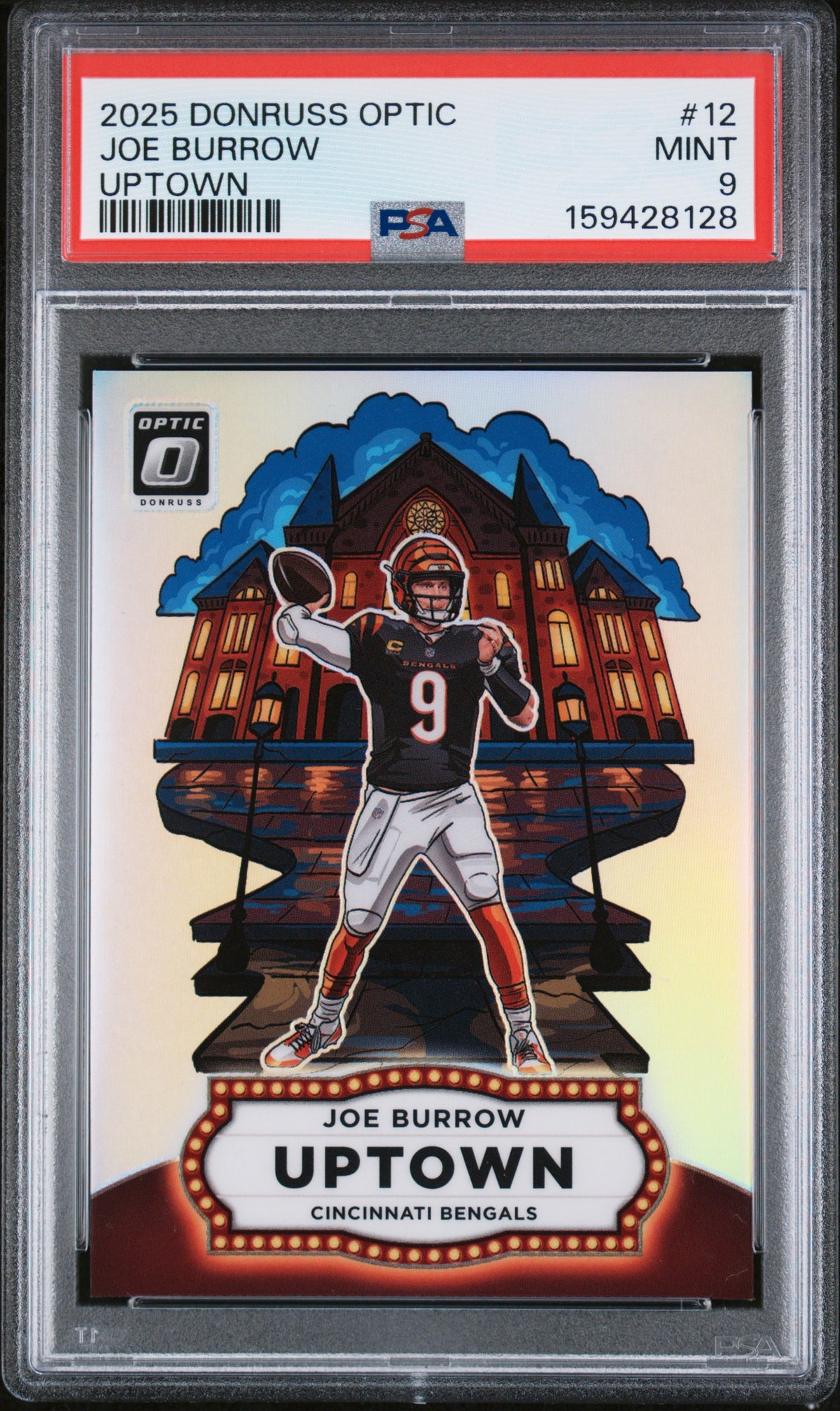 2025 PANINI DONRUSS OPTIC UPTOWN JOE BURROW #12 PSA 9 - Front