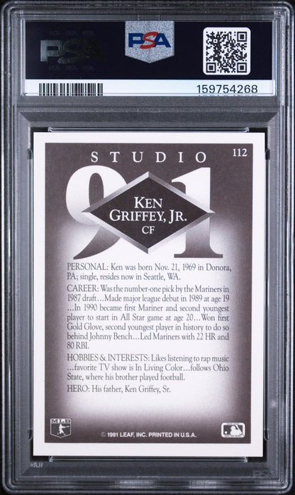 1991 STUDIO KEN GRIFFEY JR. #112 PSA 7 - Back
