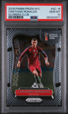 2018 PANINI PRIZM WORLD CUP SCORERS CLUB CRISTIANO RONALDO SCORERS CLUB #SC-16 PSA 10 - Front