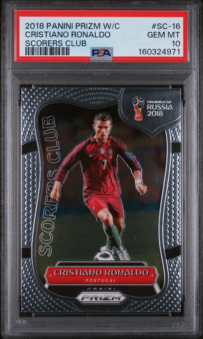 2018 PANINI PRIZM WORLD CUP SCORERS CLUB CRISTIANO RONALDO SCORERS CLUB #SC-16 PSA 10 - Front