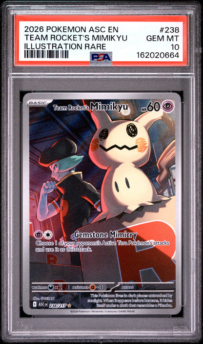 2026 POKEMON ASC EN-ASCENDED HEROES TEAM ROCKET'S MIMIKYU ILLUSTRATION RARE #238 PSA 10 - Front