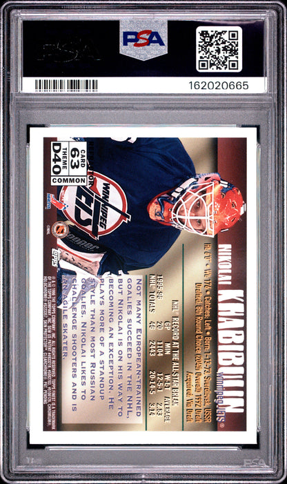 1995 FINEST NIKOLAI KHABIBULIN REFRACTOR W/COATING #63 PSA 8 - Back