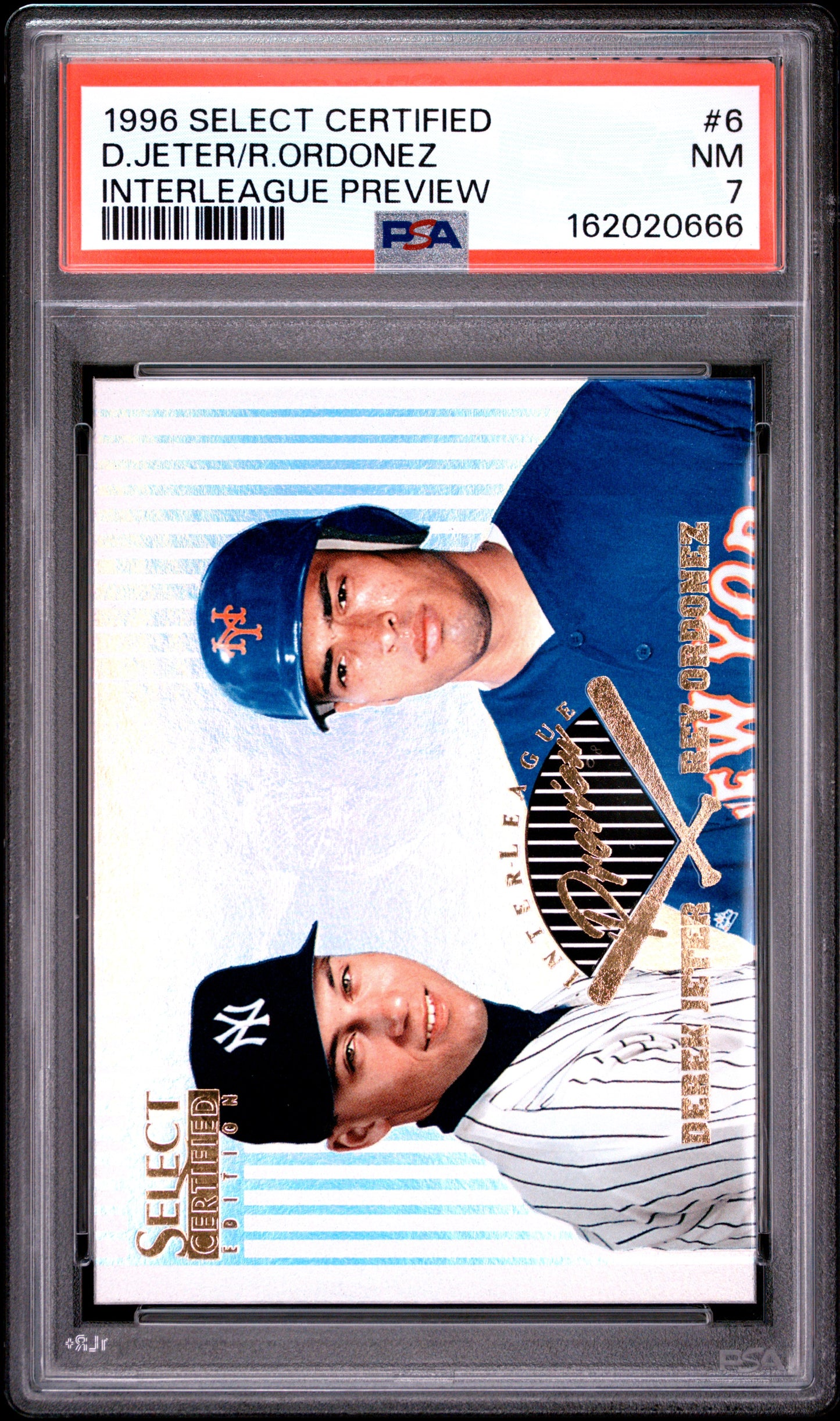 1996 SELECT CERTIFIED INTERLEAGUE PREVIEW D.JETER/R.ORDONEZ INTERLEAGUE PREVIEW #6 PSA 7 - Front