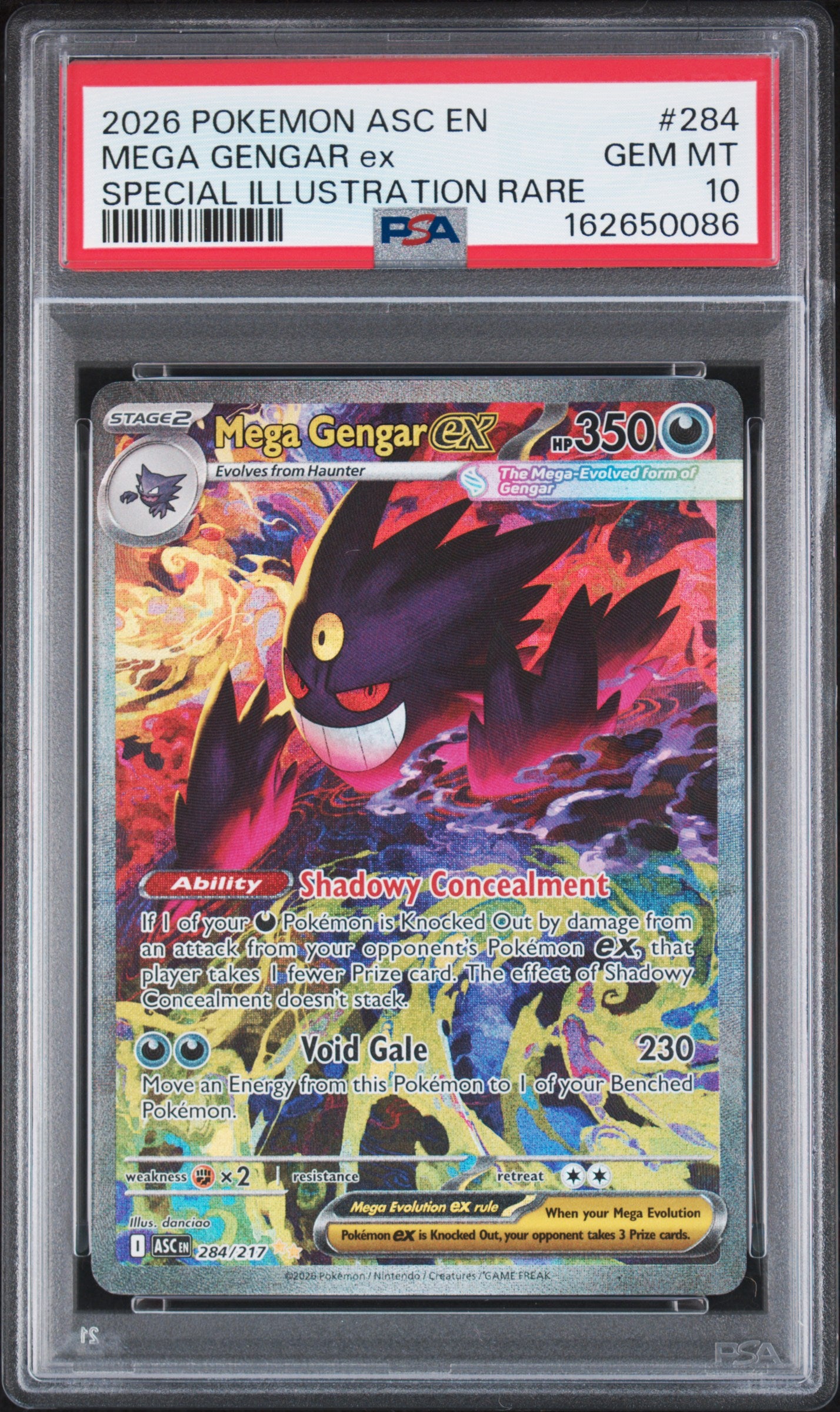 2026 POKEMON ASC EN-ASCENDED HEROES MEGA GENGAR ex SPECIAL ILLUSTRATION RARE #284 PSA 10 - Front