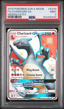 2019 POKEMON SUN & MOON HIDDEN FATES FA/CHARIZARD GX HIDDEN FATES #SV49 PSA 9 - Front
