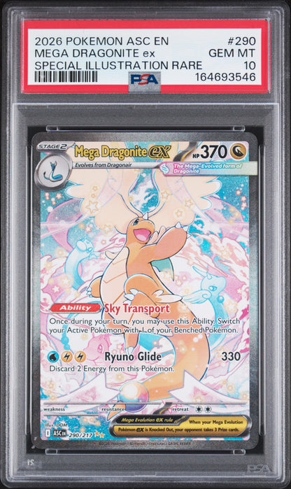 2026 POKEMON ASC EN-ASCENDED HEROES MEGA DRAGONITE ex SPECIAL ILLUSTRATION RARE #290 PSA 10 - Front