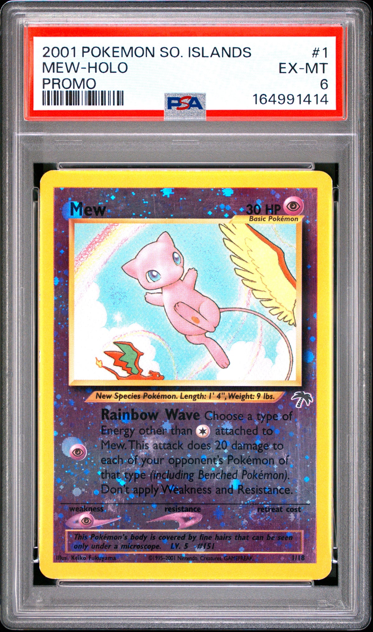 2001 POKEMON SOUTHERN ISLANDS PROMO MEW-HOLO PROMO #1 PSA 6 - Front