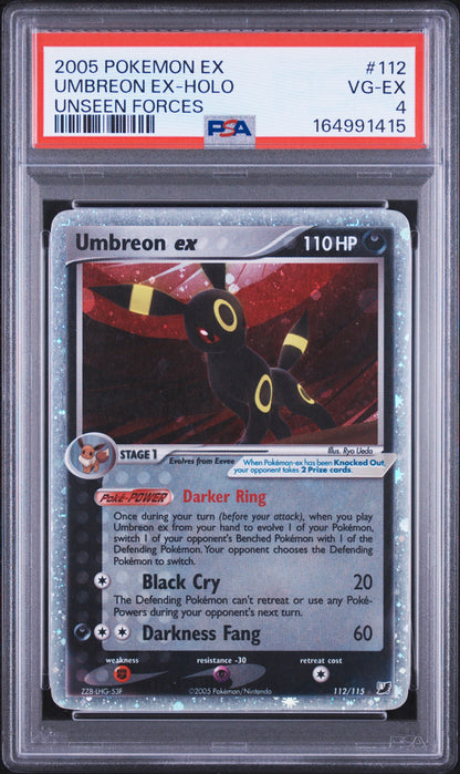 2005 POKEMON EX UNSEEN FORCES UMBREON EX-HOLO UNSEEN FORCES #112 PSA 4 - Front