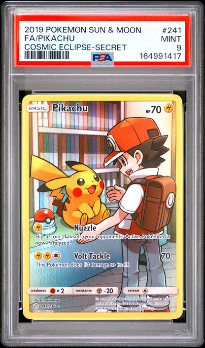 2019 POKEMON SUN & MOON COSMIC ECLIPSE FA/PIKACHU COSMIC ECLIPSE-SECRET #241 PSA 9 - Front