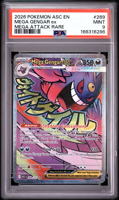 2026 POKEMON ASC EN-ASCENDED HEROES MEGA GENGAR ex MEGA ATTACK RARE #269 PSA 9 - Front