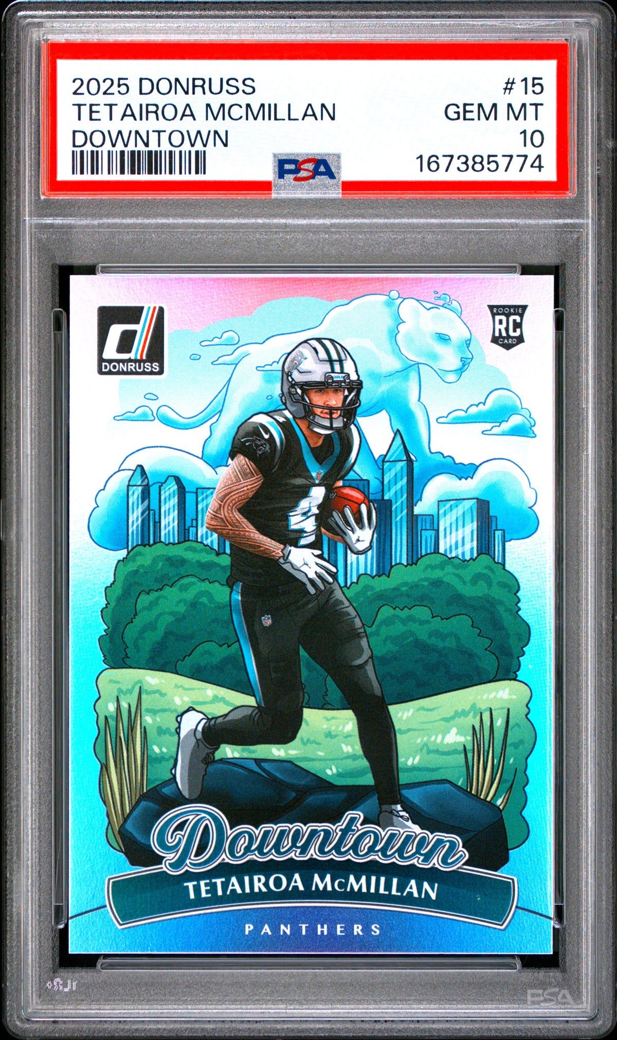 2025 PANINI DONRUSS DOWNTOWN TETAIROA MCMILLAN #15 PSA 10 - Front
