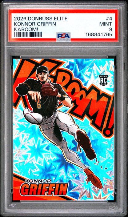 2026 PANINI DONRUSS ELITE KABOOM! KONNOR GRIFFIN #4 PSA 9 - Front